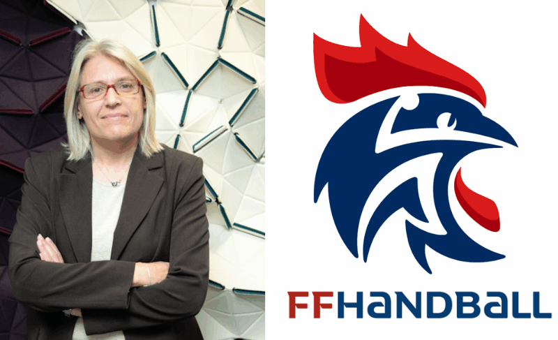 Portrait de Béatrice Barbusse avec le logo de la Fédération Française de Handball