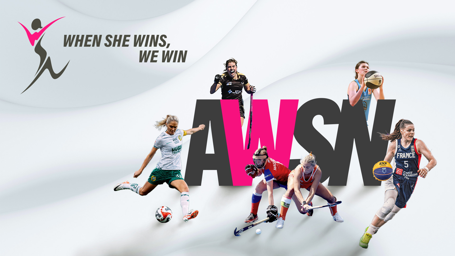 Illustration de la variété de sports diffusés par AWSN et couverture de l'article