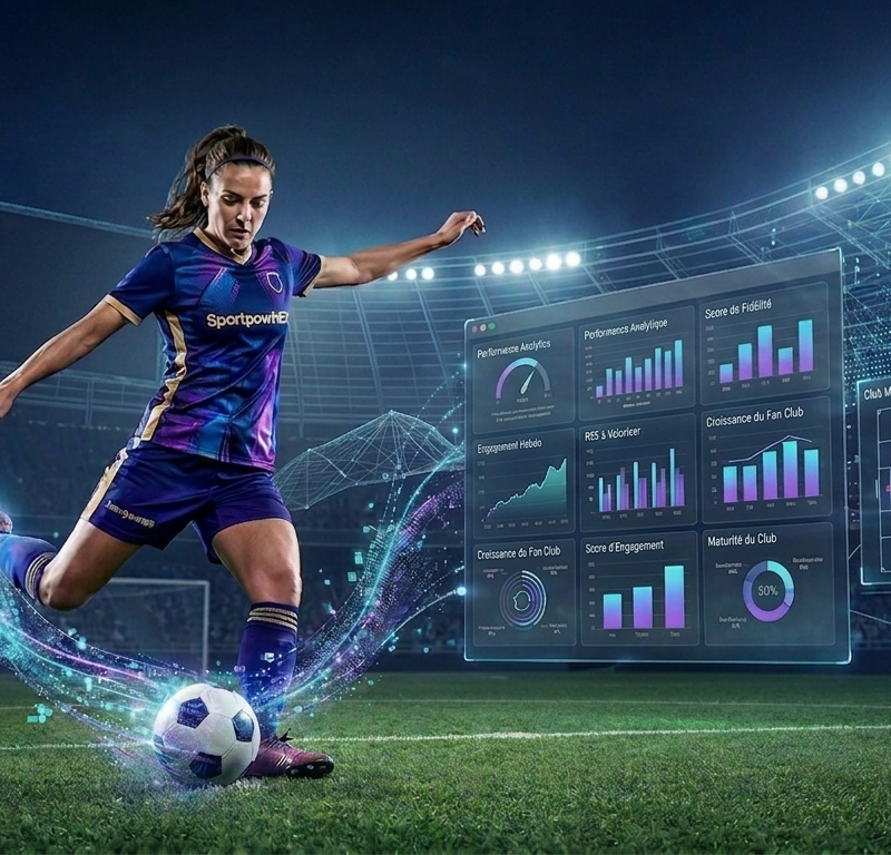 Illustration générée par IA montrant le rôle de la data dans le football féminin
