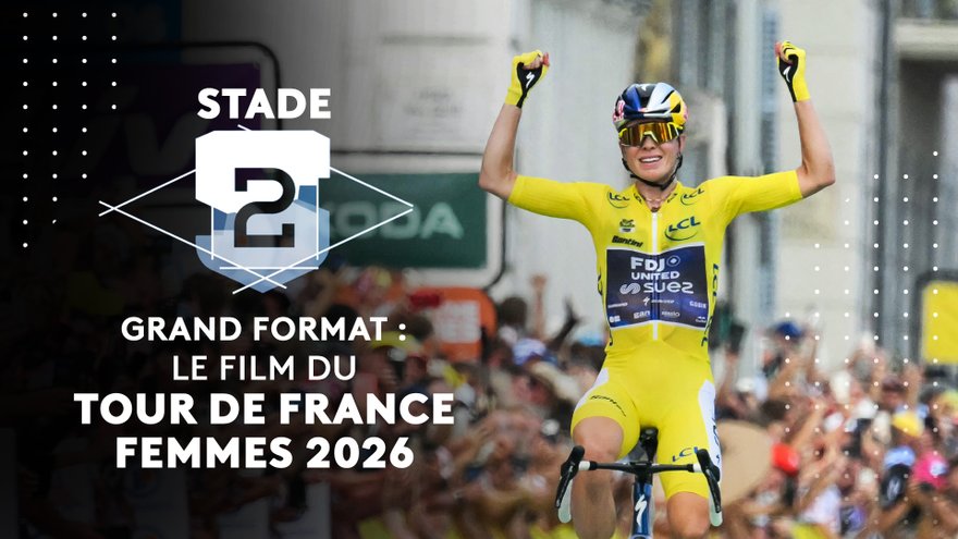Vignette de présentation du "Grand Format" de Stade 2 sur le Tour de France Femmes 2026